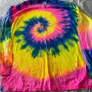 Gildan Tie-Dye Long Sleeve Shirt - Pink Yellow Blue Green Purple